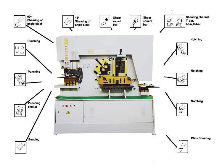 Hydraulic Combined Punching And Shearing Machine Hydraulic Ironworker Shearing Machine Machine de poinçonnage et de cisaillement combinée hydraulique